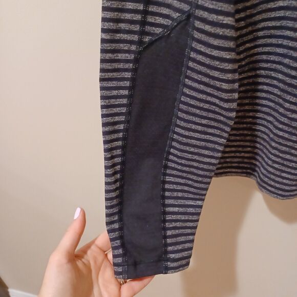 Lululemon Speed Long Sleeve Pullover Sweater Classic Stripe Heathered Black M - Picture 7 of 7